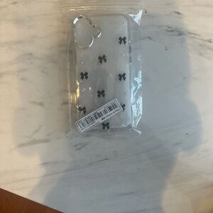 SHEIN Clear Phone Case with Black Bow Design